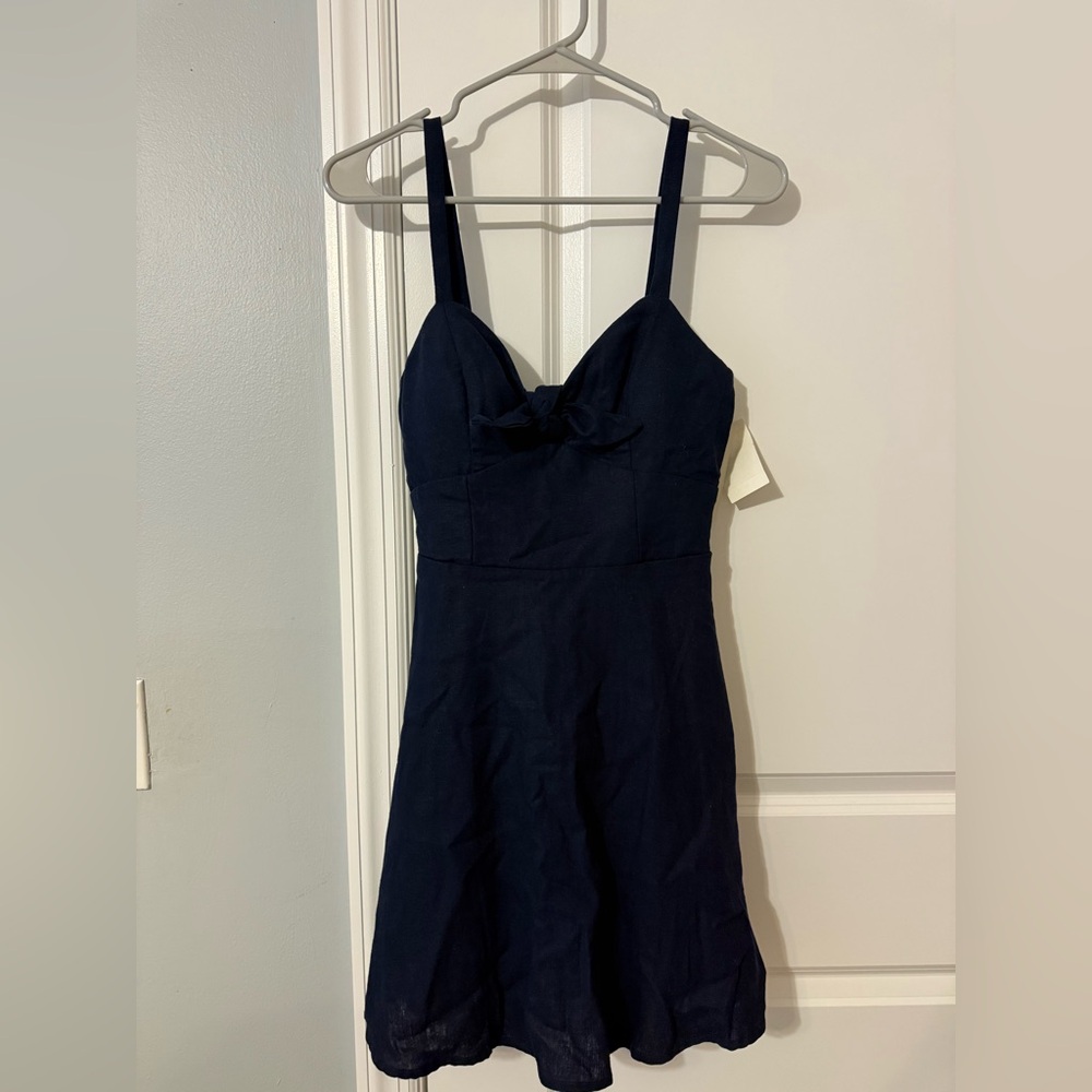 Navy Blue Mini Dress With Bow